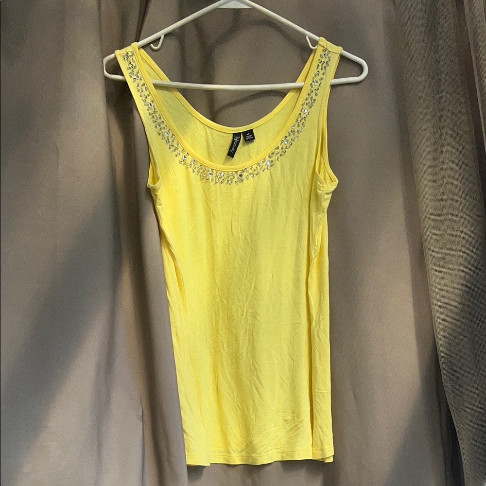 **3 for $6** Relativity Yellow Tank Top with Silver Embellishments